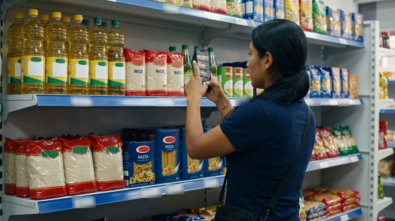 Promotora toma la foto del anaquel con la app