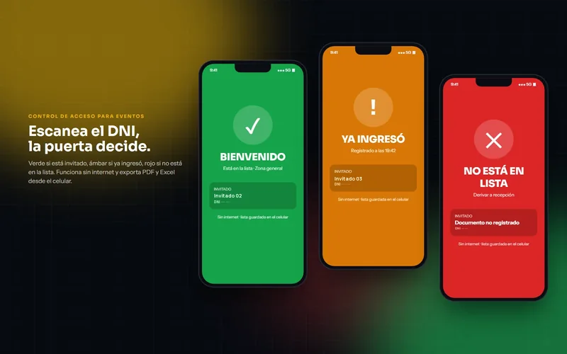 Tres resultados al escanear el DNI: bienvenido, ya ingresó y no está en la lista