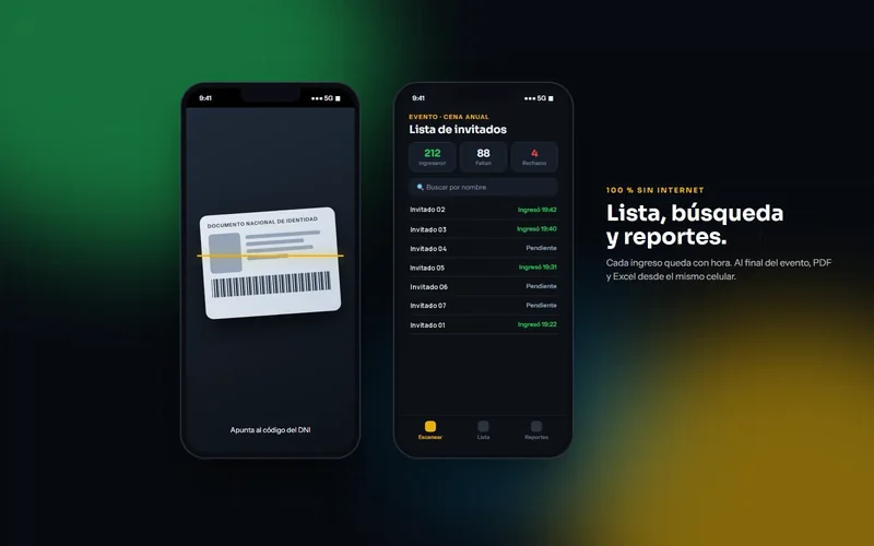 Escaneo del DNI y lista de invitados que funciona sin conexión