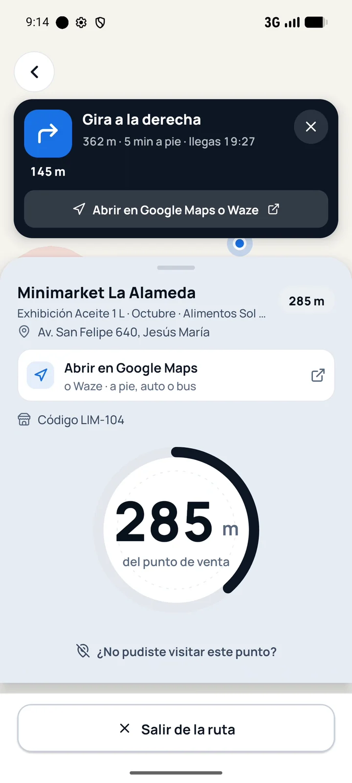 Ruta del día del promotor con los puntos por visitar